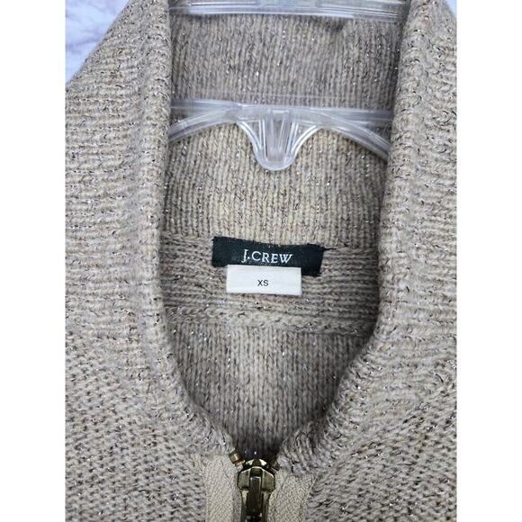 J.Crew brown 100% merino wool metallic full zip cardigan sweater XS. - Picture 6 of 7